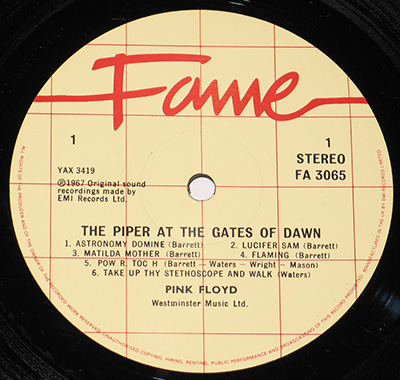 The Piper at the Gates of Dawn (UK FAME) Record Label